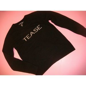 NWT Victoria's Secret XS,S,M,L SWEATER long-sleeve BLACK pink TEASE $80+